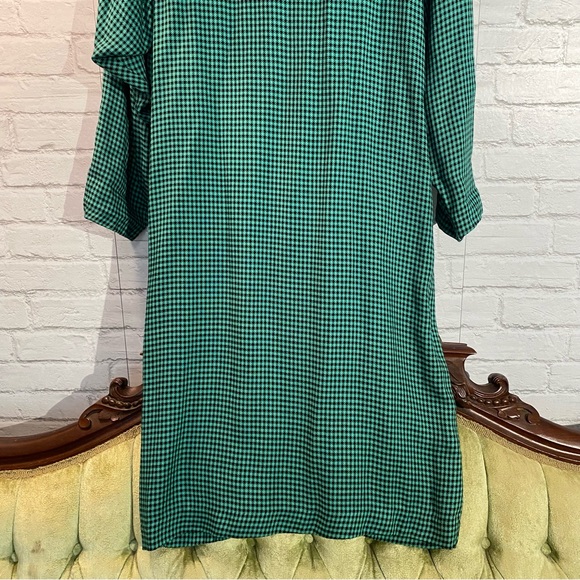VINTAGE Dress MODA INTL Green Black Checkered Plaid Pencil Bottom Roomy Top 8 - Picture 7 of 16